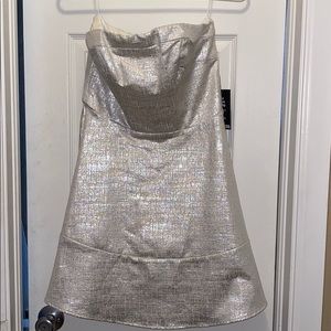 Strapless Silver and White Dress